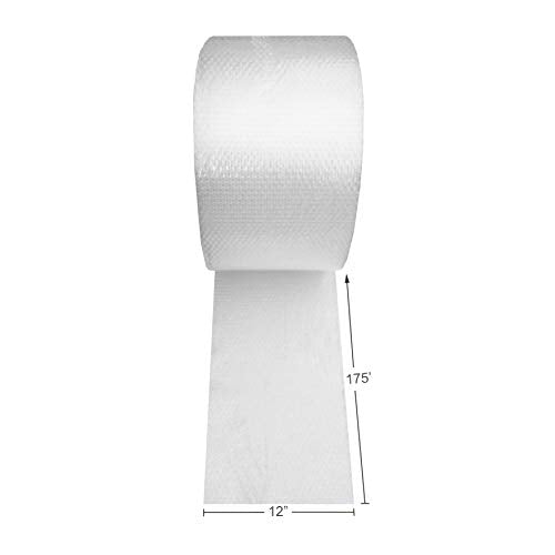 Amazon Basics Clear Bubble Wrap for Moving & Shipping - 12 x 175 ft, Perforated Small 3/16" Roll