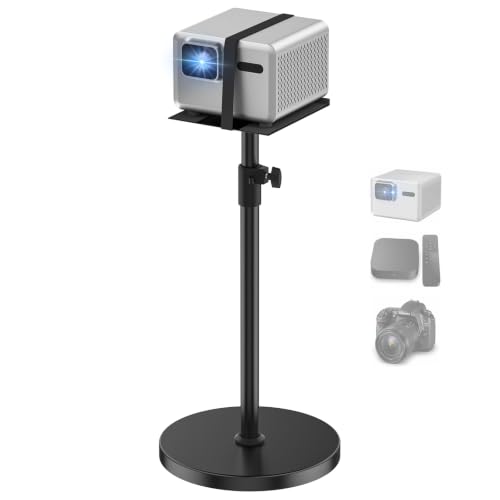 Yibracki Heavy Duty Floor Projector Stand with 8.9 x 9.4 Inch Tray, Height Adjustable 33.5-43.5 Inches, Supports Up to 50Lbs for Home, Office & Outdoor Movies