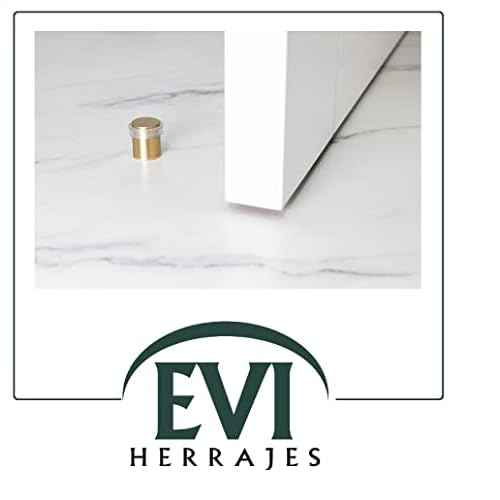 Pack of 2 EVI Door Stoppers |Brass Door Stopper - Screw Fastening - Transparent Rubber Protector - 0.79 x 0.99 Inch Door Stop