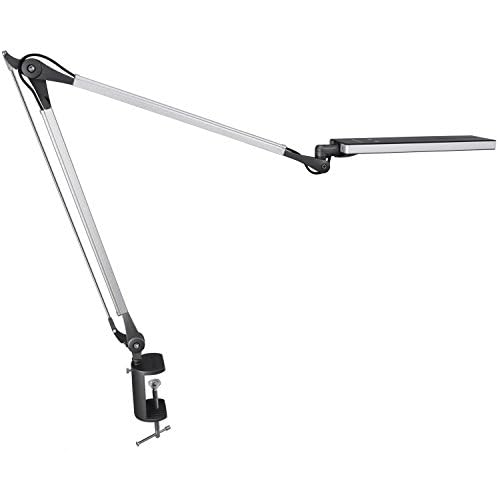 PHIVE LK-1 Architect Desk Lamp with Metal Swing Arm, Dimmable Workbench Lamp (4 Lighting Modes, 6 Brightness Levels), Eye-Caring Architect Task Table Light, Clamp on Desk Light for Office, Drawing