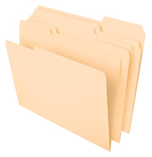 Pendaflex 100 Pack Manila File Folders - Durable Letter Size Folders with 3 Top Tabs