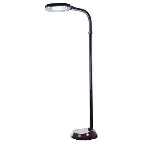 Bedford Home Floor Lamp - Full Spectrum Natural Sunlight Lamp with Bendable Neck - Reading, Craft, and Esthetician Light (Brown Woodgrain)