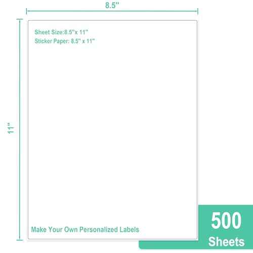L LIKED 500 Sheet 8.5 x 11 Full Sheet Label, Matte, White Sticker Paper for Laser & Inkjet Printers (500 PCS)