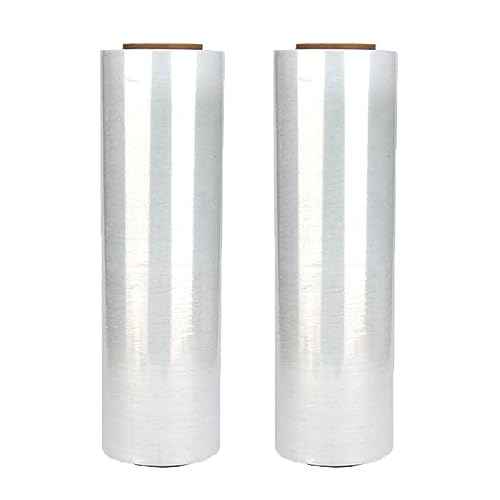 2 Roll 18" x 1500 feet Stretch Film-Wrap 80 Gauge Industrial Strength Stretch 20 Microns Durable for Moving Packing Packaging Heavy Duty Warehouse Shrink Film (Clear)