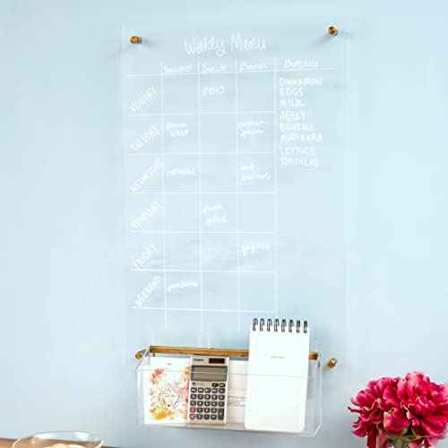 russell+hazel Acrylic Wall Memo Board, Home and Work Office Supplies, 15.75¡± W x 24¡± L x 0.25¡± H, with 2 Markers, Clear (62858)