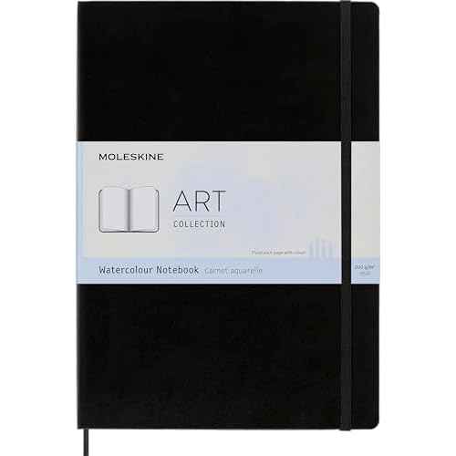 Moleskine Art Watercolor Notebook, Hard Cover, A4 (8.25" x 11.75") Plain/Blank, Black, 60 Pages