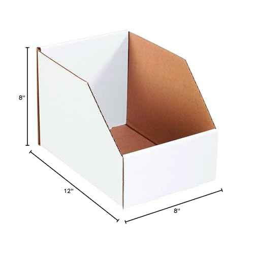BOX USA BBINJ8128 Jumbo Open Top Bin Boxes, 8" x 12" x 8", Oyster White (Pack of 25)
