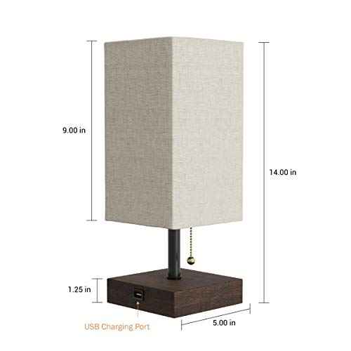 Lavish Home LED Desk Lamp with USB Charging Port - Small Bedside Table Light for Reading - Bedroom, Living or Dining Room, Dorm Decor (Linen/Brown)