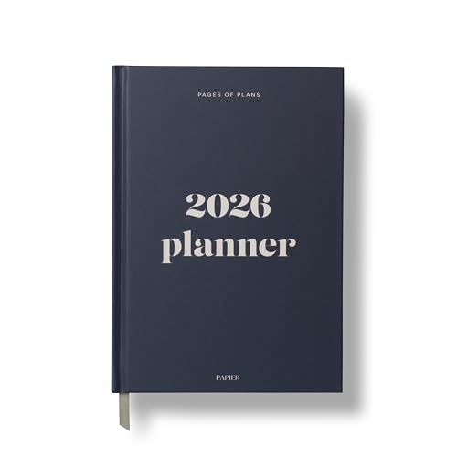 Papier Joy 2026 Year Planner - Navy Blue Hardback | Full Calendar Year | Month View & Week View | Quality Paper | Day Diary Or Organizer For Appointments, Dates, Memos | Personal & Business Use