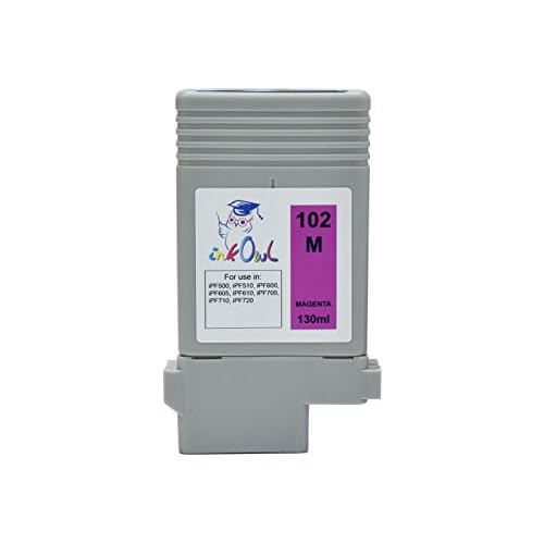 InkOwl Compatible Ink Cartridge Replacement for Canon PFI-102M (130ml, Magenta) - iPF500 iPF510 iPF600 iPF605 iPF610 iPF700 iPF710 iPF720