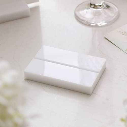 UNIQOOO 3" White Acrylic Stand | 20 Pack 3mm Slot Wedding Sign Holders, Perfect for Wedding, Table Number, Exhibition, Office, Restaurant, Business