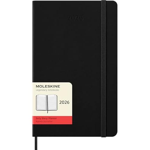 Moleskine Classic 12 Month 2026 Daily Planner, Hard Cover, Large (5" x 8.25"), Black, 400 pages