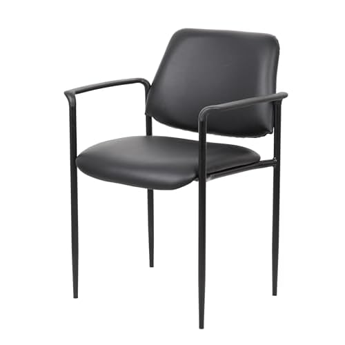 BOSS Square Back Diamond Stacking Chair W/Arm in Black Caressoft