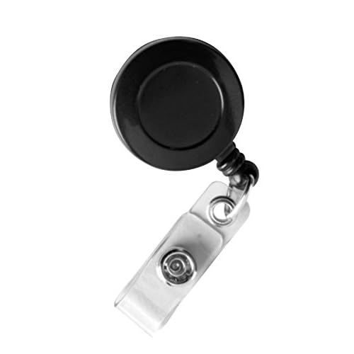 SICURIX Standard ID Badge Reels Round Belt Clip Strap 25 Pack BLACK (68424)