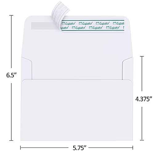 Eupako A2 White Paper Envelopes 250 Pack 4.375x5.75" Invitation Envelopes Self Seal for RSVP, Wedding, Thank you Notes, Greeting Cards, Photos, Announcements