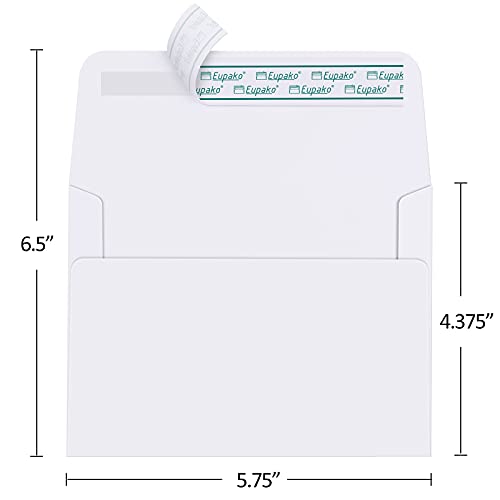 Eupako A2 White Paper Envelopes 250 Pack 4.375 x 5.75 Inches Self Seal Invitations