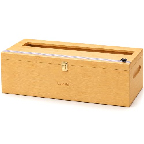 Libreshine Bamboo 18 Inch Commercial Plastic Wrap Dispenser with Cutter
