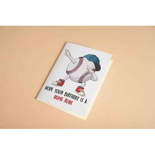 Hope Your Birthday Is A Home Run Card - Baseball Birthday Card - Card For Son Brother Boyfriend - Funny Baseball