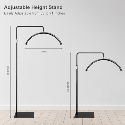 Half Moon Light - 22 inch LED Lash Lamp for Eyelash Extensions for Tattoo Artists, Nail Tech, Esthetician - Cool, Warm Lamp with Adjustable Brightness & Height (Black)