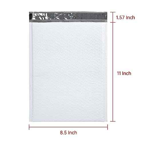 Poly Bubble Mailers, 8.5 x 11 Inch Bubble Lined Poly Mailer Bag for Shipping and Packing, Tear-proof, Water-resistant and Lightweight Envelopes. (100)