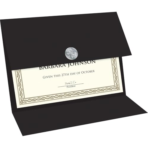 Black Tri Fold Certificate Holder Linen Texture 9.25 x 12.5 Inches Pack of 5