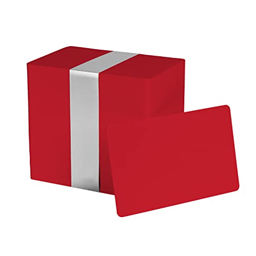 Pack of 100 Red CR80 PVC ID Cards (30 mil) 3.375 x 2.125 - EasyIDea