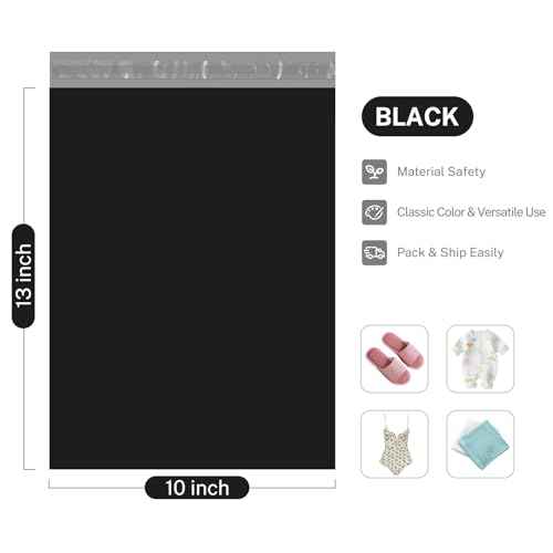 Metronic Poly Mailers 10x13 100 Pcs | Small Shipping Bags for Clothing | Mailing Bags for Small Business, Shipping Envelopes,Packing Bags in Black