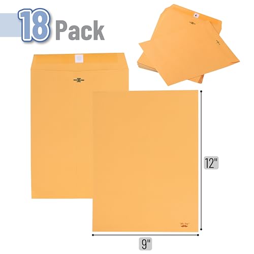 Mr. Pen Brown Kraft Clasp Envelopes 18 Pack, 9x12 Inches for Mailing & Storage
