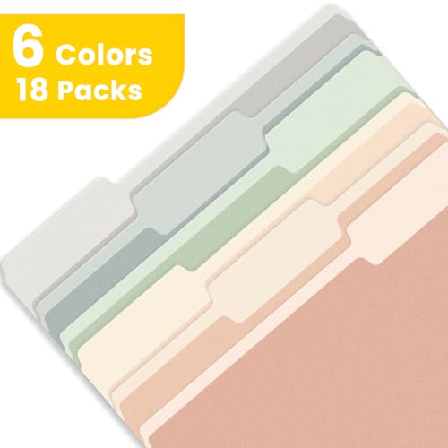 SUNEE Pastel Color File Folders 18 Pack 8.5 x 11 Office Document Organizers