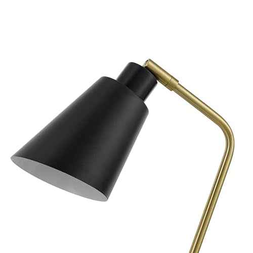 Globe Electric 52095 Belmont 17" Desk Lamp, Matte Black, Antique Brass Accents, Fast Charging USB Port, Rocker On/Off Switch