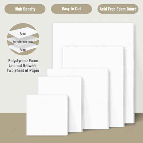 Golden State Art, Acid Free 5 Pack 16x20 White Foam Boards Foam Core Poster Board, 1/8'' Thick Polystyrene Foam Sheet for Projects, Mounting, Crafts, Art and Presentations