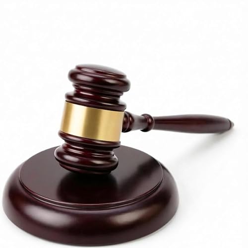 Dark Red Wooden Gavel Set with Sound Block - Large Solid Judge Gavel for Meetings & Auctions