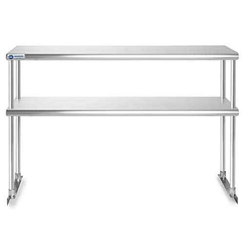 GRIDMANN NSF Stainless Steel Commercial Kitchen Prep & Work Table Plus A 2 Tier Shelf - 48 in. x 12 in.