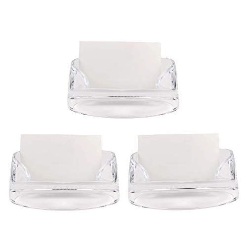 COM.TOP - Acrylic Card Holder, 3 Pack of Business Card Holder | Office Supplies, Desk Accessories | Brighten Up Your Table- Clear, 3 Pack