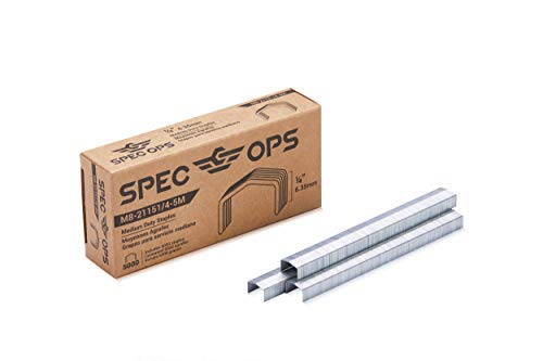 Spec Ops Tools Galvanized Steel Staples for Packaging, Compatible with M8 & M8E Plier Stapler, Crowned, 5,000 Fasteners, 1/4" Leg Length