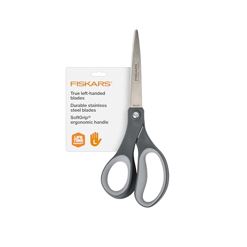 Fiskars 8¡± Left-Handed Titanium Scissors, SoftGrip Handle for Comfort, Durable Stainless Steel Blades for Home and Office Use
