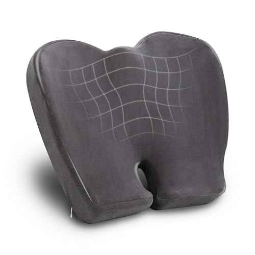 Mind Reader Air-Cloud Memory Foam Seat Cushion, Ergonomic Support for Lower Back, Coccyx, and Hip Pain Relief, Promotes Better Posture, Washable Cover, Gray