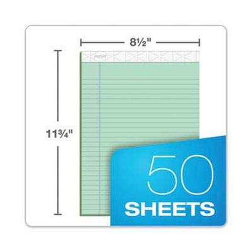 TOPS Prism Plus 100% Recycled Legal Pad, 8-1/2 x 11-3/4 Inches, Perforated, Green, Legal/Wide Rule, 50 Sheets per Writing Pad, 12 Pads per Pack (63190)