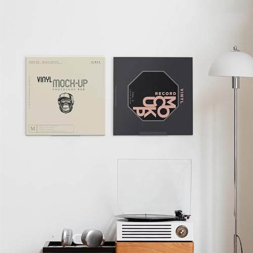 8 Pack 4in Clear Acrylic Vinyl Record Storage Shelf Wall Mount - Small Floating Display