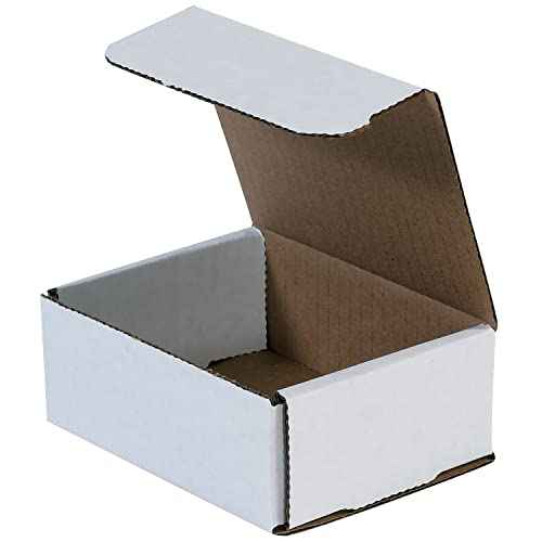 Aviditi White Corrugated Cardboard Mailing Boxes, 4 x 3 x 1 Inches, Pack of 50, Crush-Proof, for Shipping, Mailing and Storing