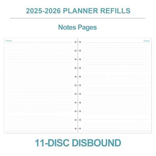 2025-2026 Planner Refills, 11-Disc Discbound One Page Per Day, Daily £¦ Monthly Planner Refill from July 2025 - June 2026, Letter Size, 8.5" x 11"
