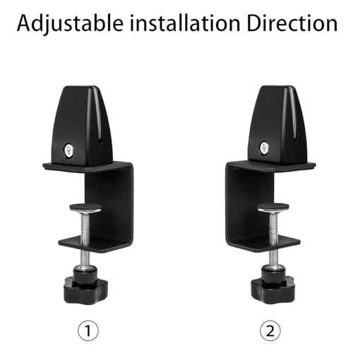 4-Pack Sneeze Guard Clamps for 1/8"" to 1"" Thick Panels, Adjustable Desk Partition Clips, Easy-to-Install Desk Privacy Panel Clips, Ideal for Office and Home Use, Black, 8HY-I0K-JXP340