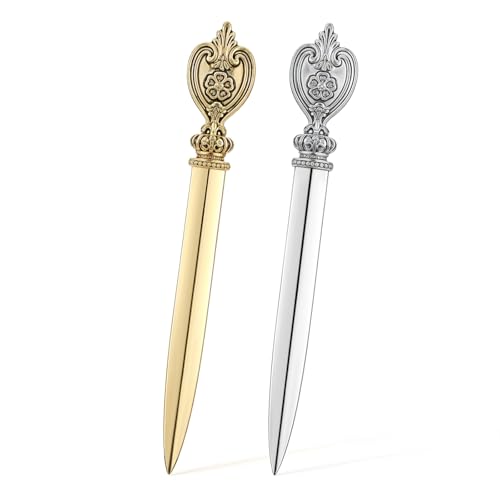 ZEYIYER Stainless Steel Letter Opener Set - Gold & Silver Envelope Slitters for Office & Home