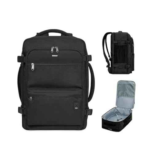 WANDF Travel Backpack For Spirit Airlines Personal Item Bag 18x14x8 with Wet Pocket, 17 Inch Laptop Backpack for Men Women£¨Black£©