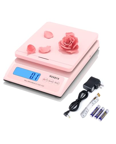 MUNBYN Pink Digital Postal Scale 66lb/0.1oz Compact & Accurate