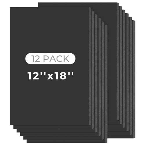 Mat Board Center, 12 Pack 12x18 Black Foam Boards, Acid Free Foam Core Board, 1/8 inch Thick