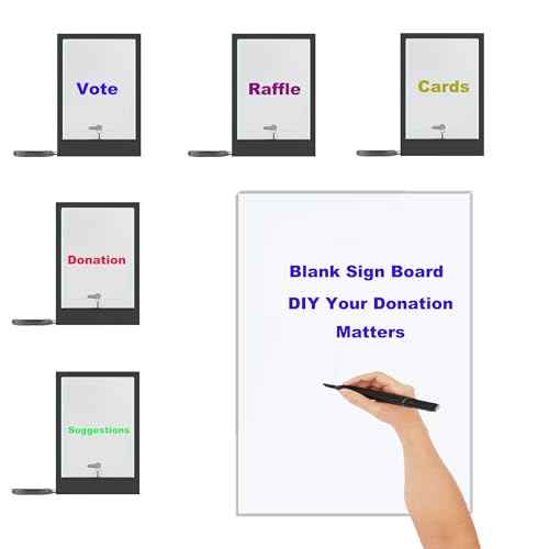 Tip Jar with 2 Sign Holders, LED Light & Lock for Bar & Party, Donation Box with Sign Holder ''Tips! Thank You!'', Suggestion Box with DIY Blank Sign Holder for Getting Cards, Voting & Ballots