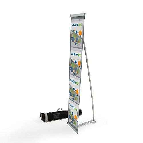 Vispronet Mesh Brochure Holder - 0.9ft x 4.6ft Portable Literature Stand with 4 Pockets & Carrying Bag, Collapsible Literature Rack For Businesses, Standing Brochure Holder, Trade Show Supplies