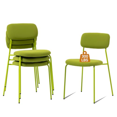 Sidanli Stackable Armless Waiting Room Chairs Set of 4 with Cushions – Green