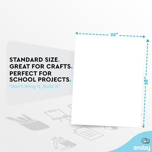 White Poster Board 22x28 Poster Paper, Value Poster Boards Pack of 100 Sheets Posterboard, Large Poster Board Bulk for School Supplies Art Craft Project Presentation - Enday